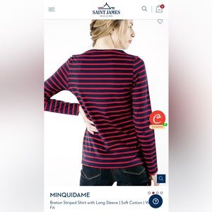 Womens SAINT JAMES L’ATELIER MINQUIDAME red and blue striped top size 12/14 NWOT